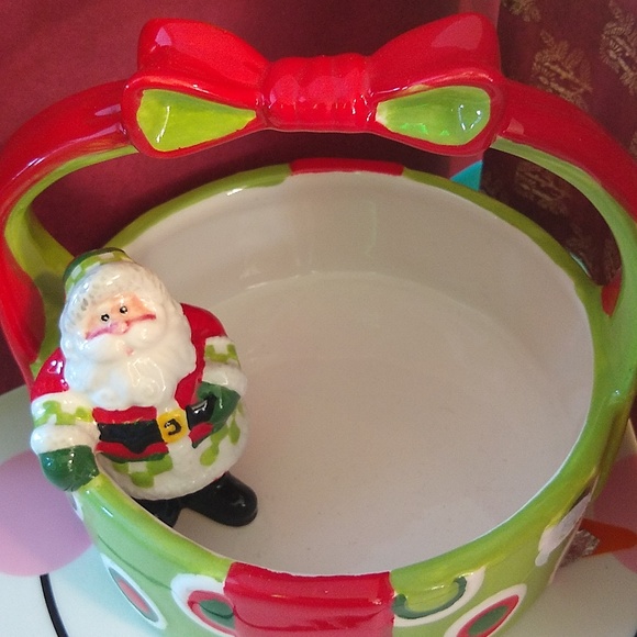 SANTA CANDY DISH FITZ & FLOYD CERAMIC 5 X 5 INCHES - Picture 2 of 10